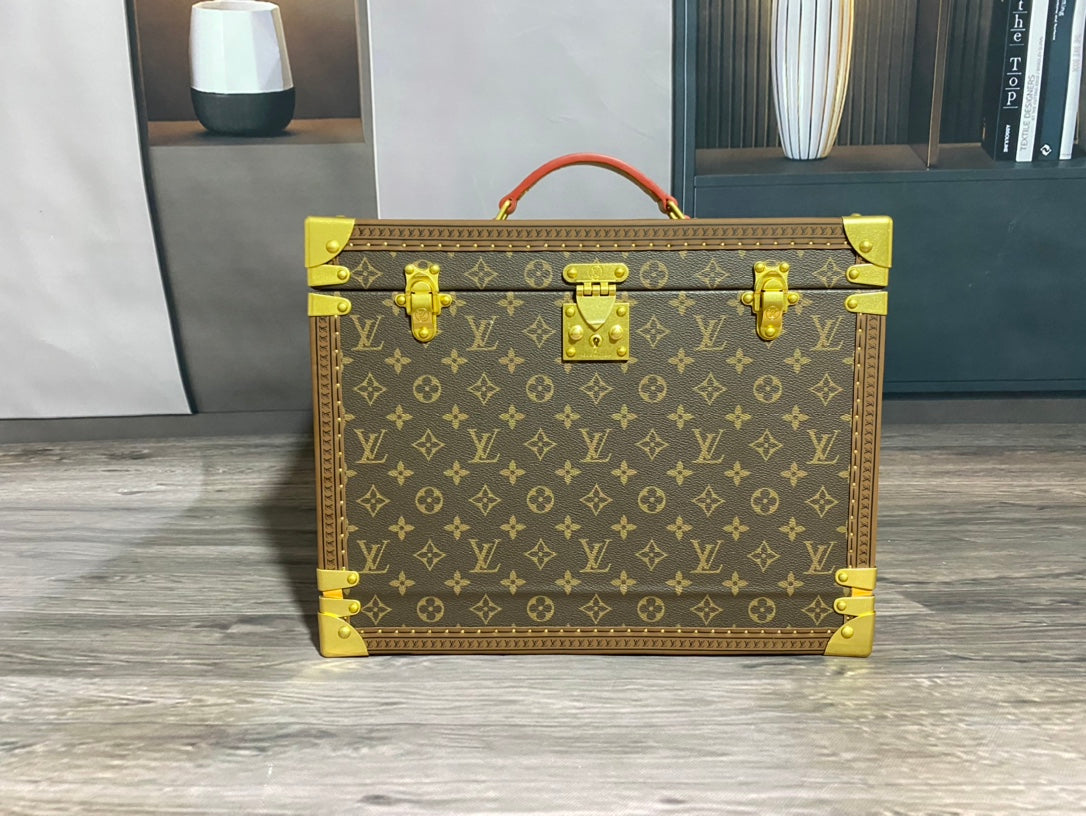 Classic Monogram Hardcase Travel Trunk with Gold Hardware