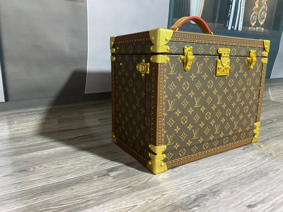Classic Monogram Hardcase Travel Trunk with Gold Hardware