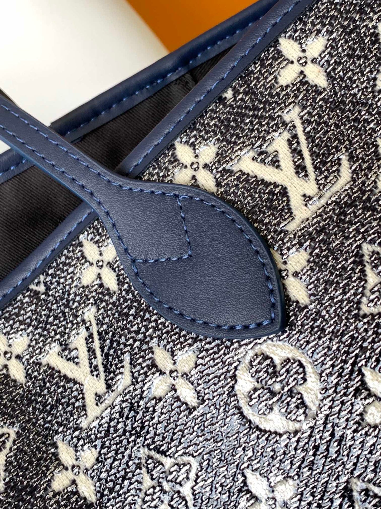 Louis Vuitton Classic Navy Blue Monogram Jacquard Shoulder Tote Bag