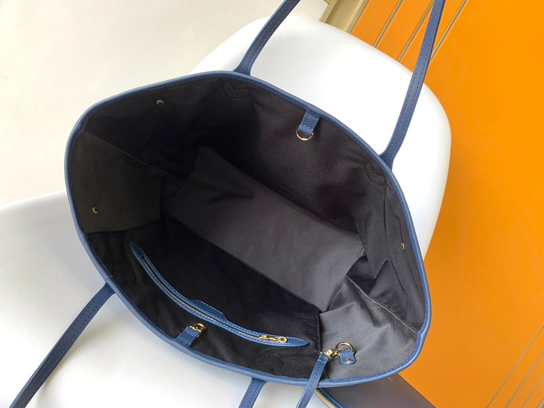 Louis Vuitton Classic Navy Blue Monogram Jacquard Shoulder Tote Bag