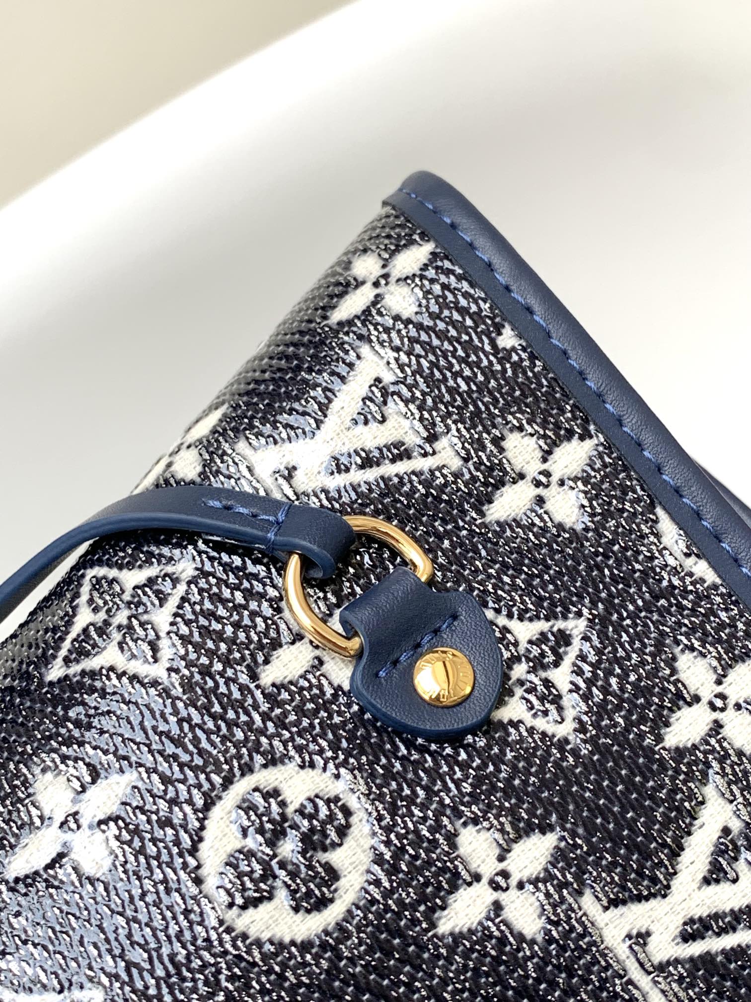 Louis Vuitton Classic Navy Blue Monogram Jacquard Shoulder Tote Bag