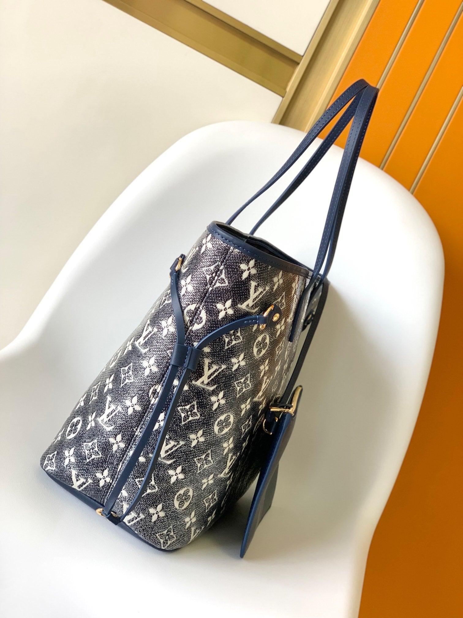 Louis Vuitton Neverfull MM Monogram Jacquard Denim Tote Bag - Blue