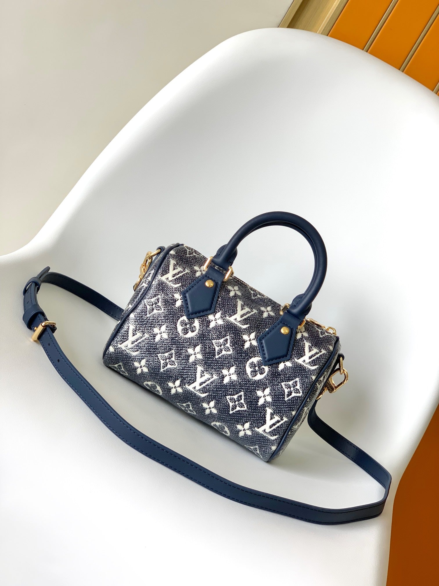 Louis Vuitton Navy Blue Monogram Jacquard Mini Duffle Bag with Crossbody Strap