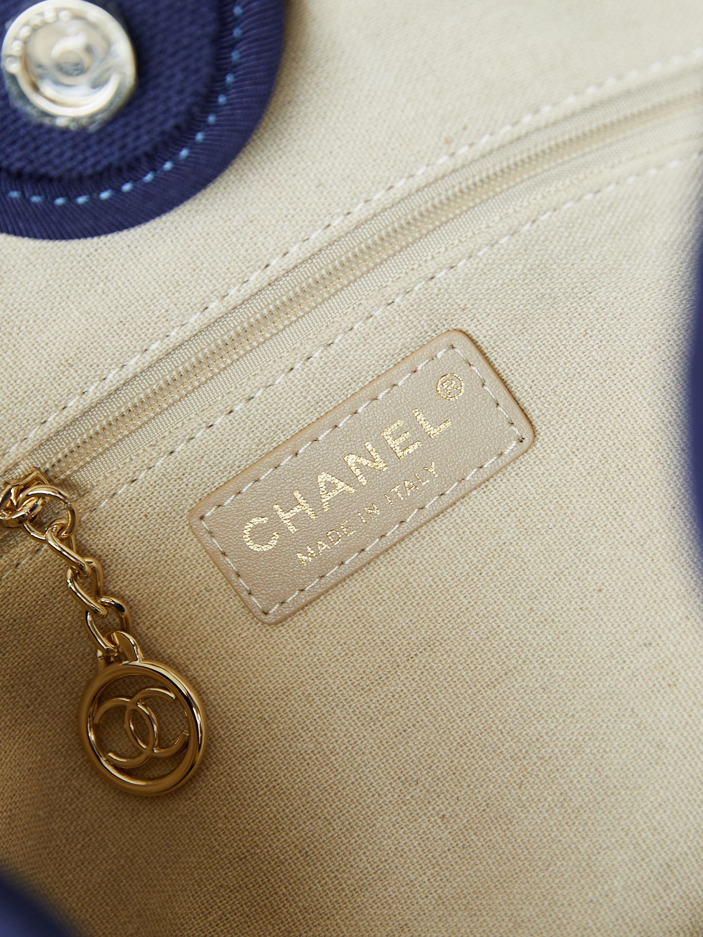 Chanel Deauville Medium Canvas Tote Bag - Navy Blue with Silver-Tone Hardware