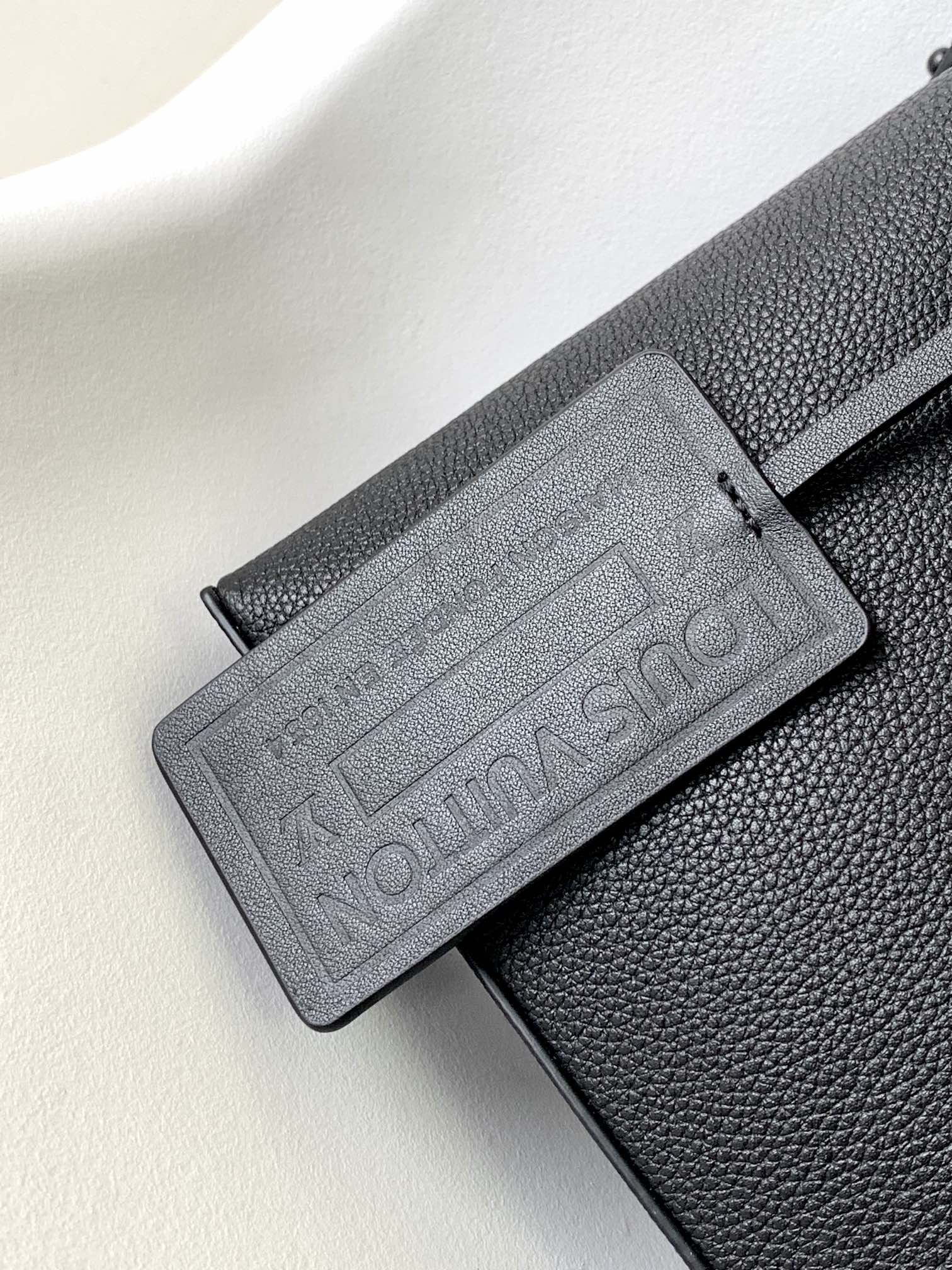 Louis Vuitton Black Textured Leather Clutch Bag with Wristlet Strap and Front Pocket