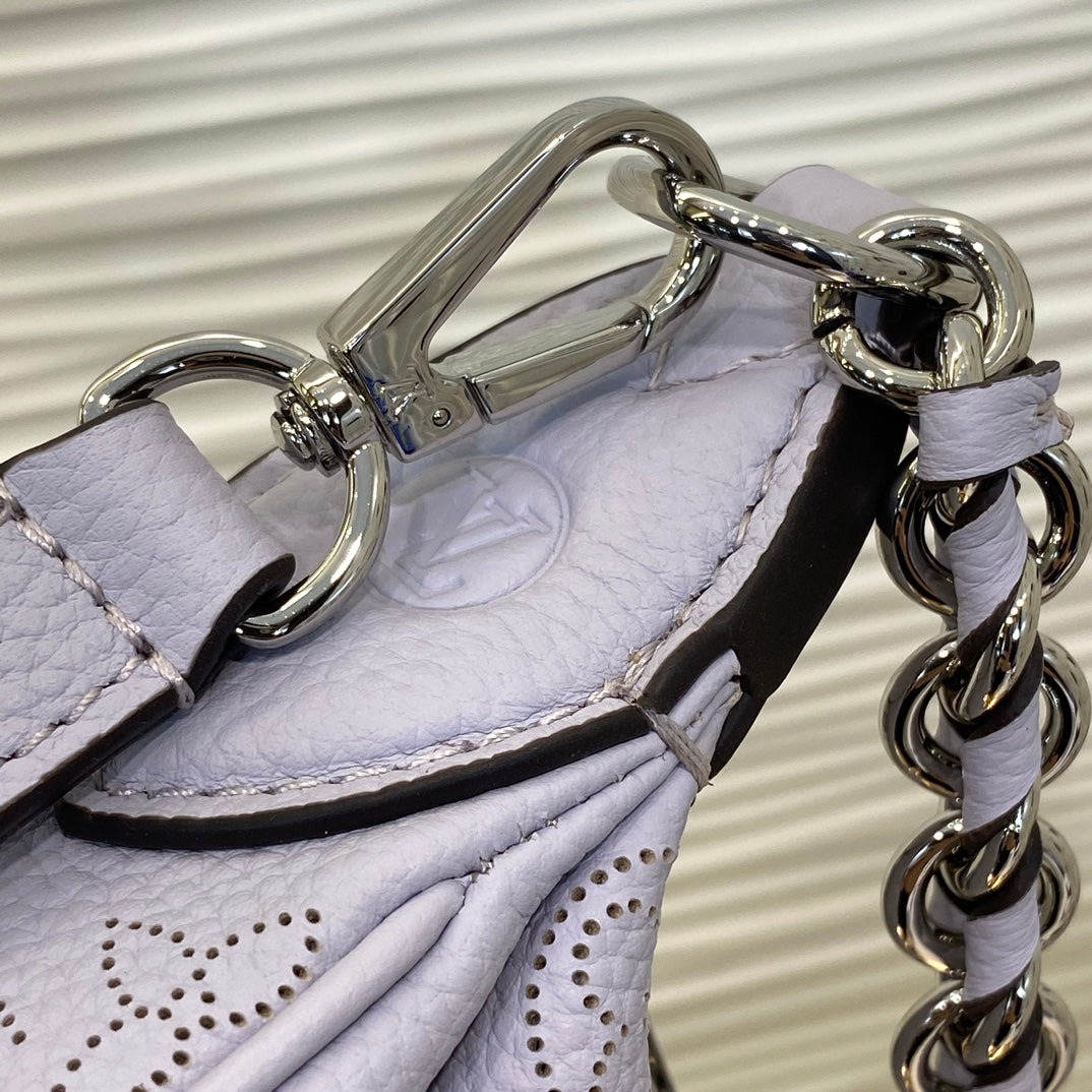 Louis Vuitton Lavender Embossed Crescent Shoulder Bag with Chain and Coin Pouch