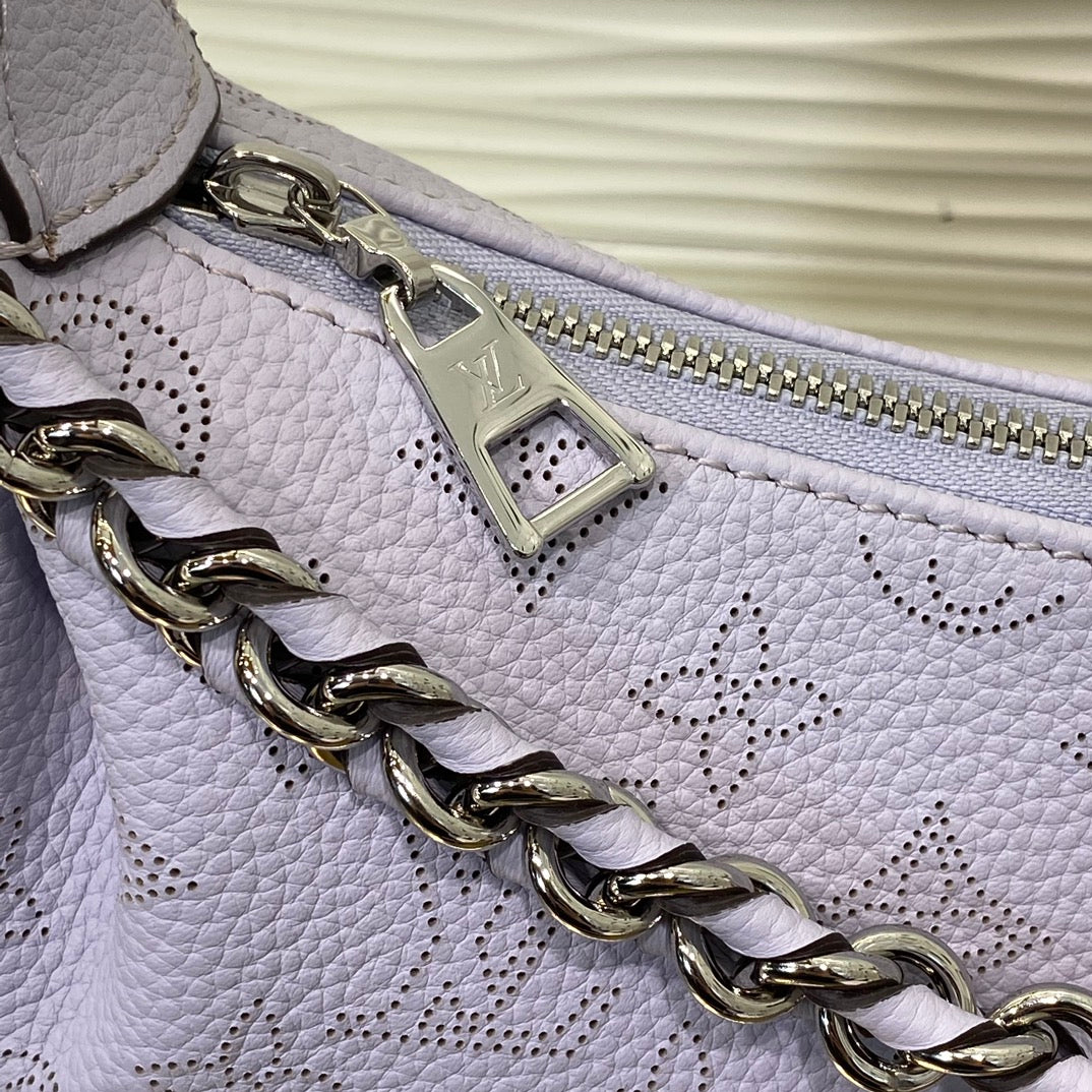 Louis Vuitton Lavender Embossed Crescent Shoulder Bag with Chain and Coin Pouch