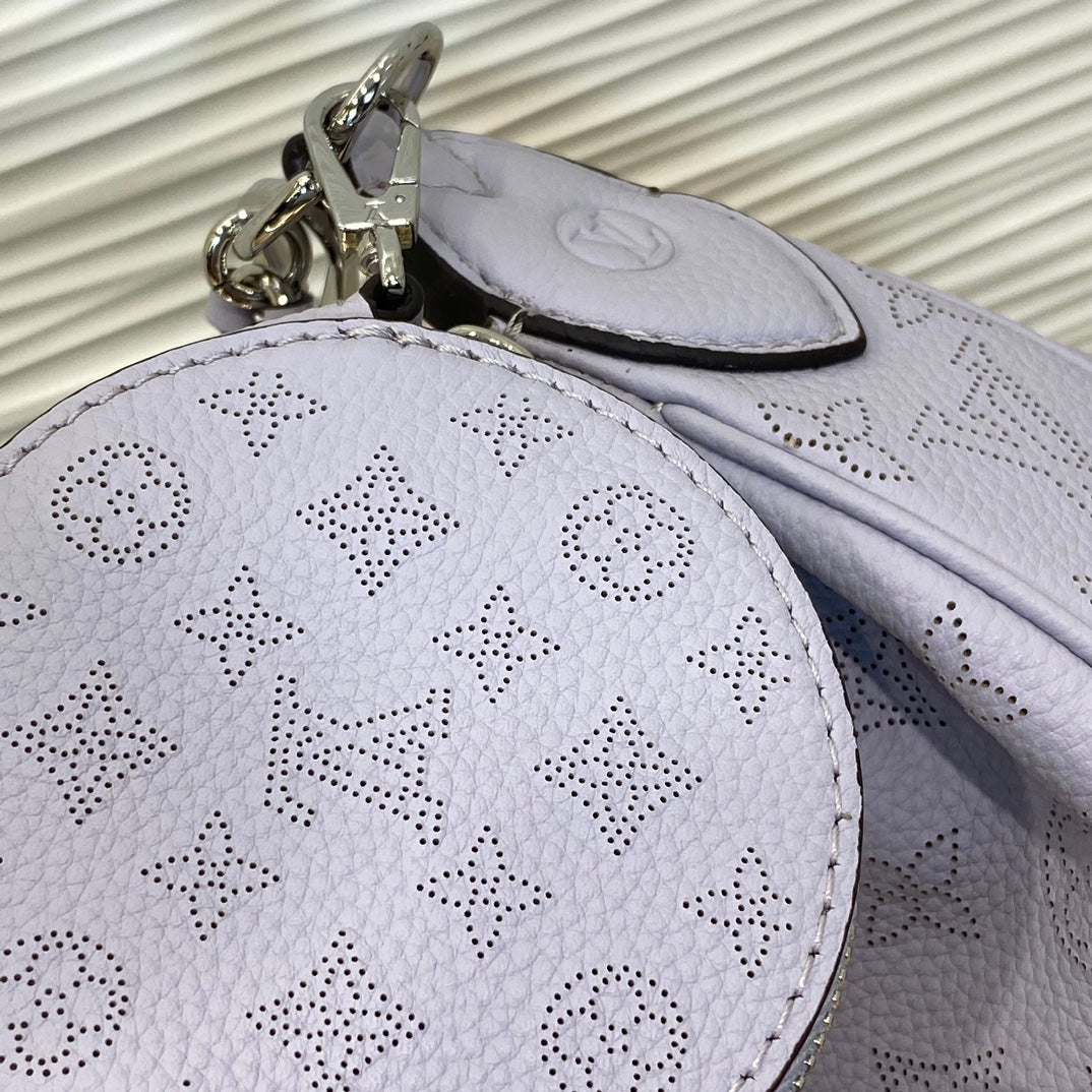Louis Vuitton Lavender Embossed Crescent Shoulder Bag with Chain and Coin Pouch