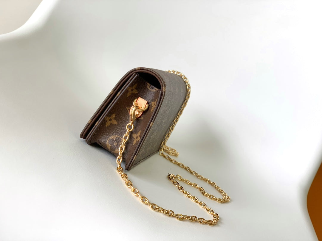 Louis Vuitton Classic Monogram Canvas Chain Wallet Crossbody Clutch Bag
