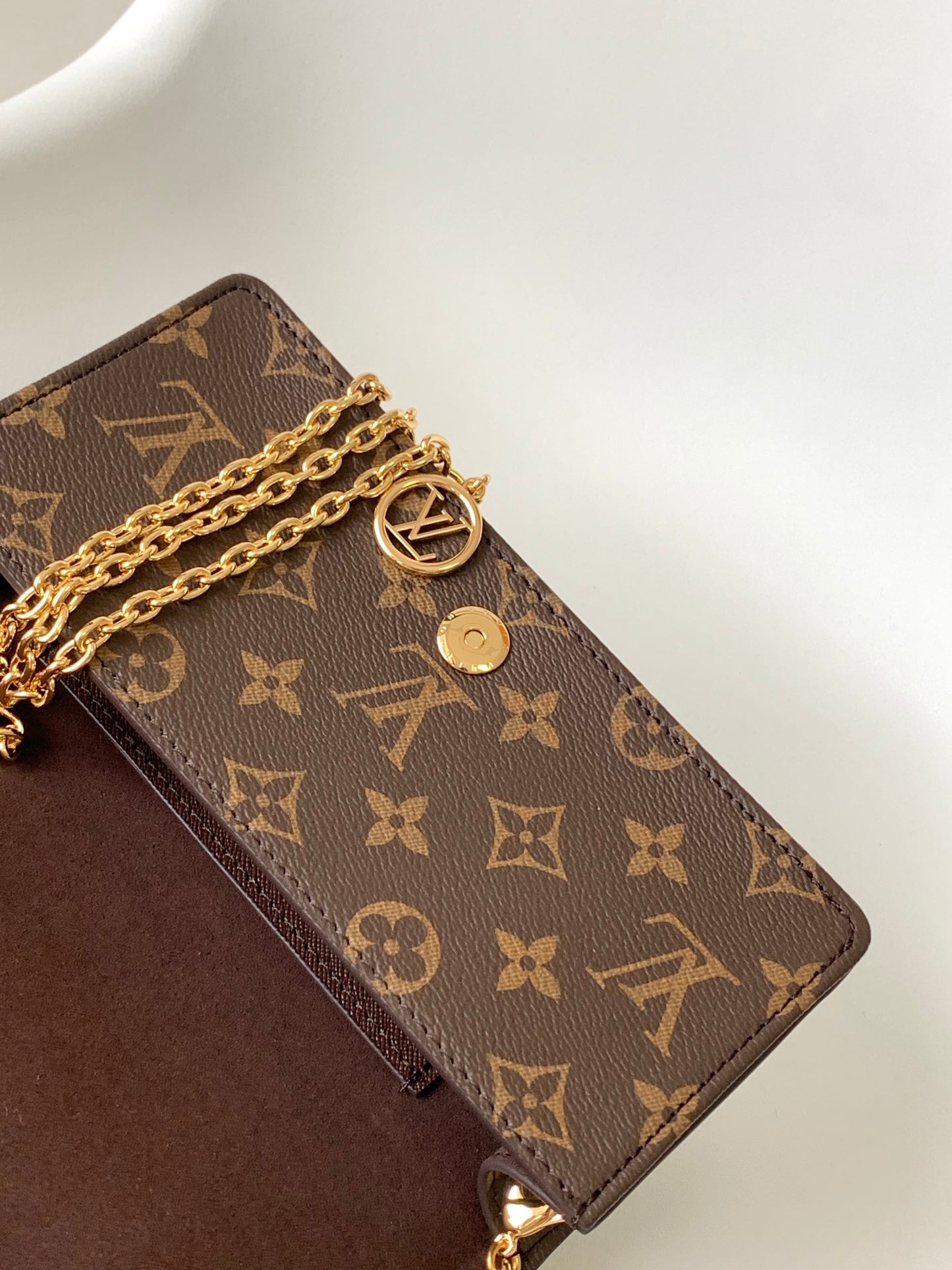 Louis Vuitton Classic Monogram Canvas Chain Wallet Crossbody Clutch Bag