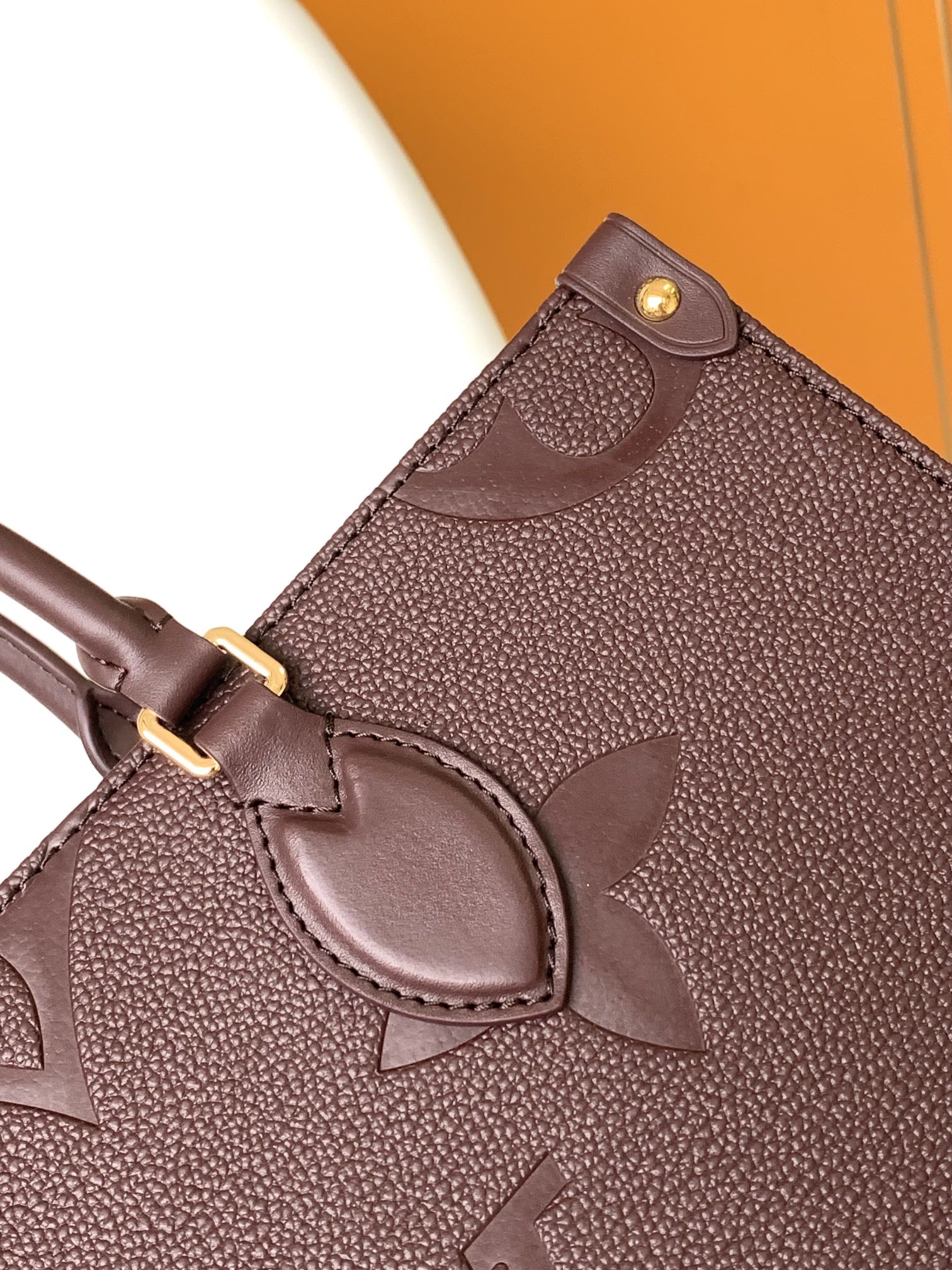 Louis Vuitton Dark Burgundy Embossed Leather Tote Bag with Top Handles