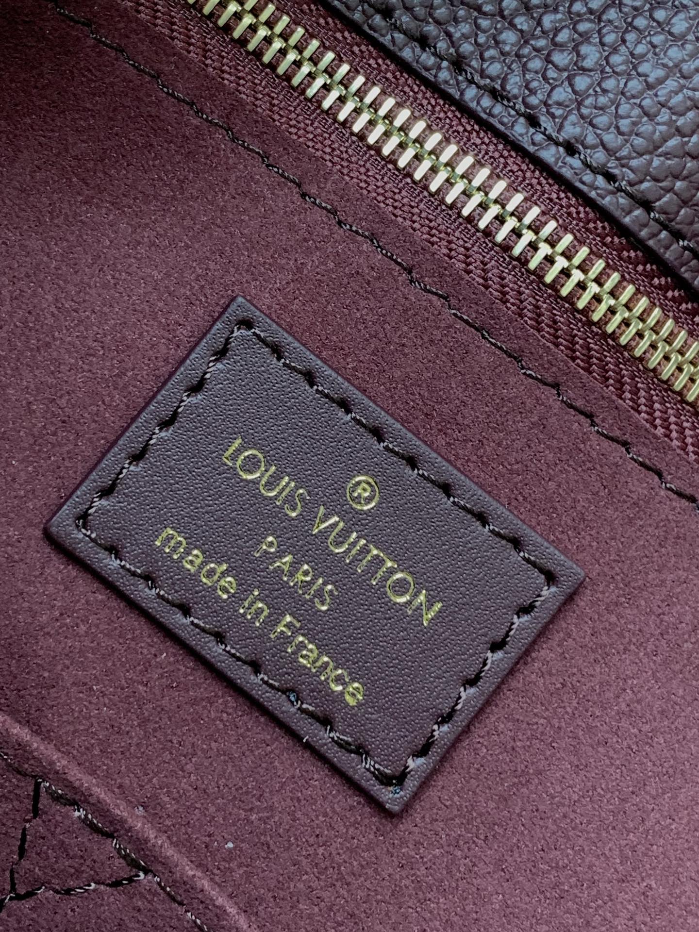 Louis Vuitton Dark Burgundy Embossed Leather Tote Bag with Top Handles