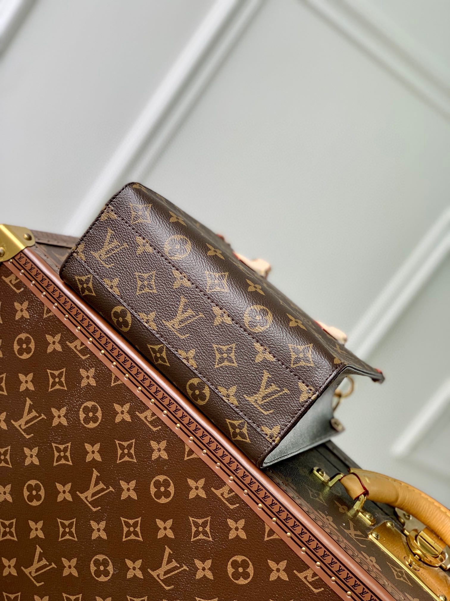Louis Vuitton Classic Monogram Canvas Mini Tote Bag with Leather Top Handles