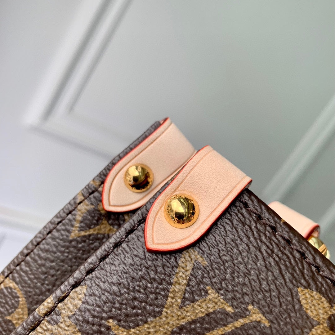 Louis Vuitton Classic Monogram Canvas Mini Tote Bag with Leather Top Handles