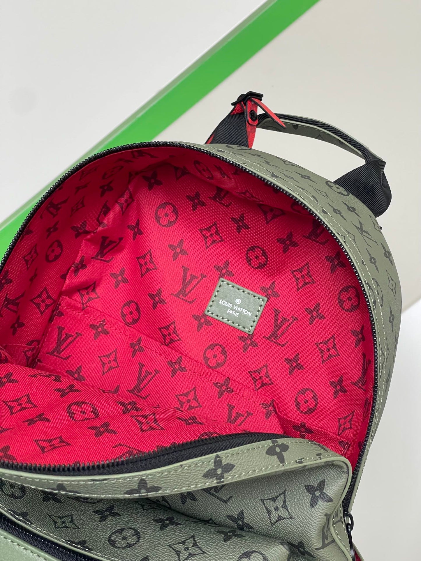 Louis Vuitton Olive Green Monogram Canvas Unisex Backpack with Front Zip Pocket