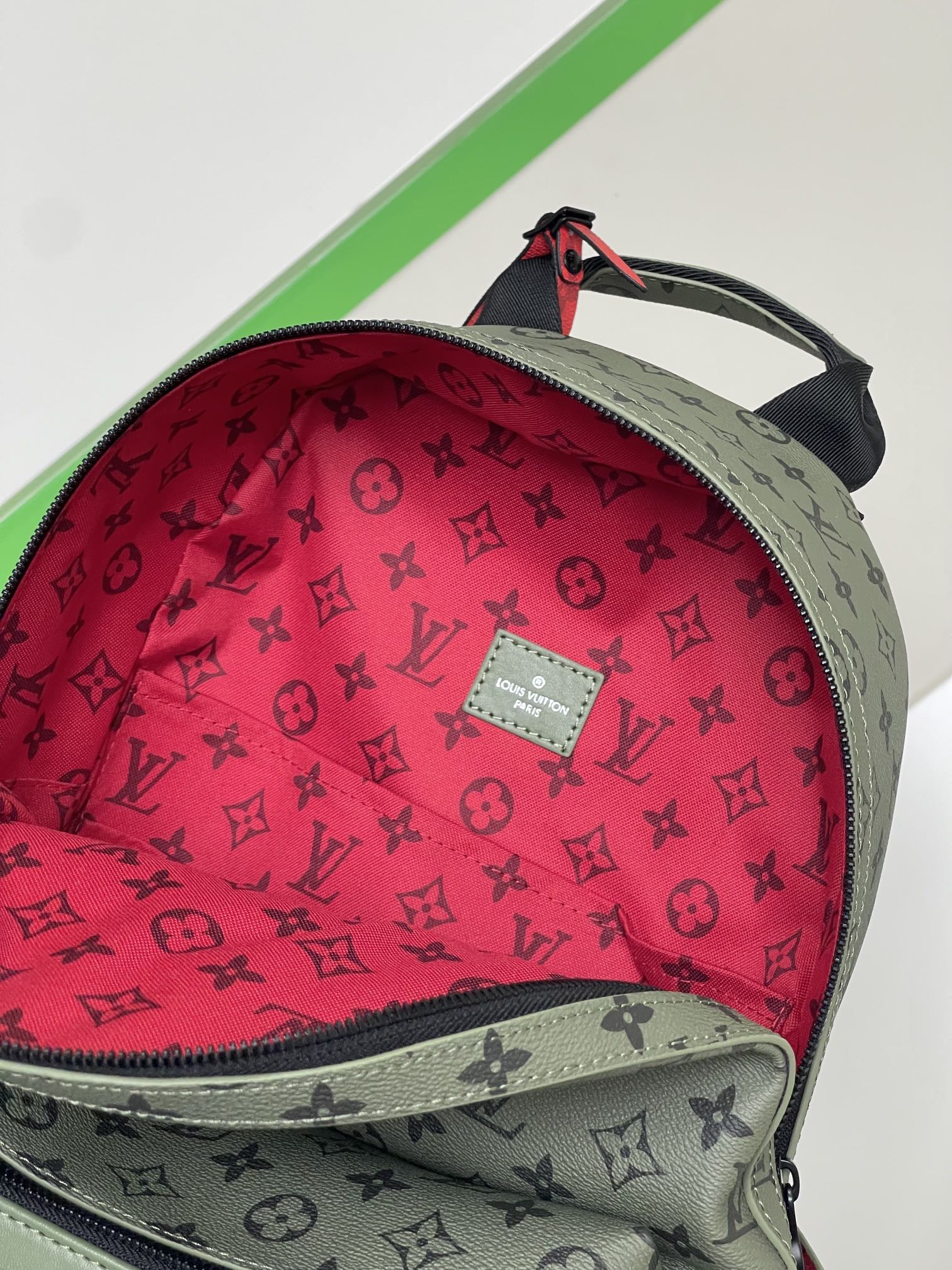 Louis Vuitton Olive Green Monogram Canvas Unisex Backpack with Front Zip Pocket