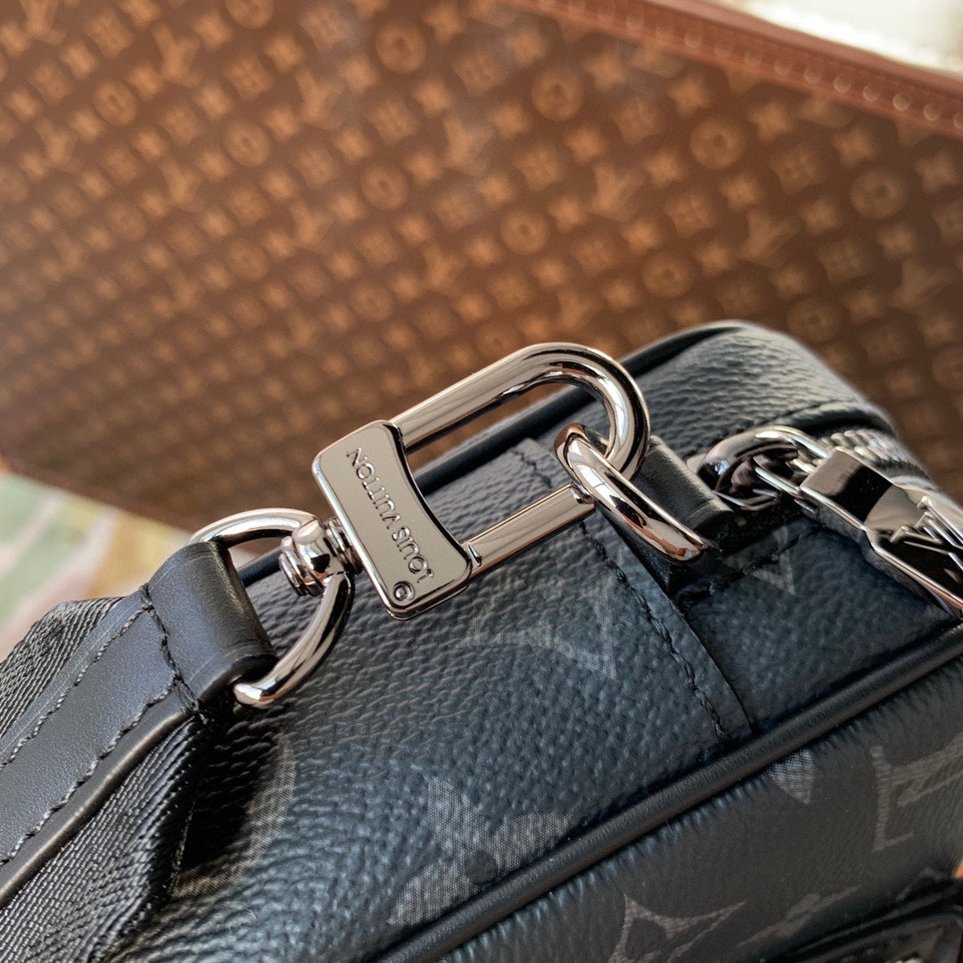 Louis Vuitton Designer Black Monogram Mini Crossbody Bag with Top Handle