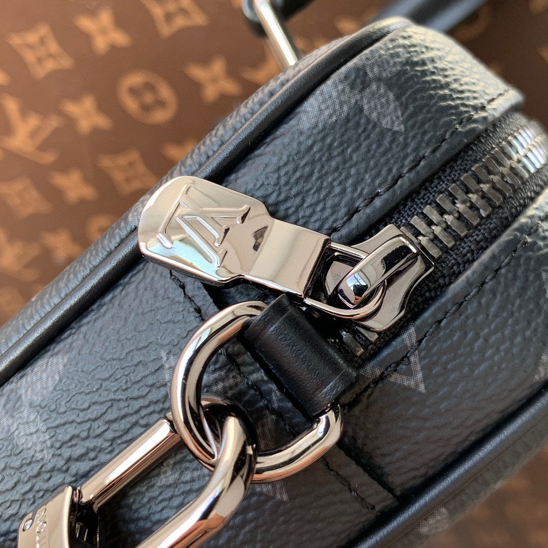 Louis Vuitton Designer Black Monogram Mini Crossbody Bag with Top Handle
