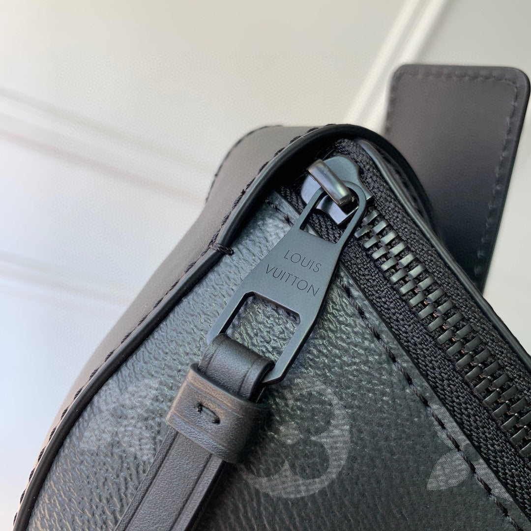 Louis Vuitton Black Monogram Pattern Designer Belt Bag Adjustable Waist Pack