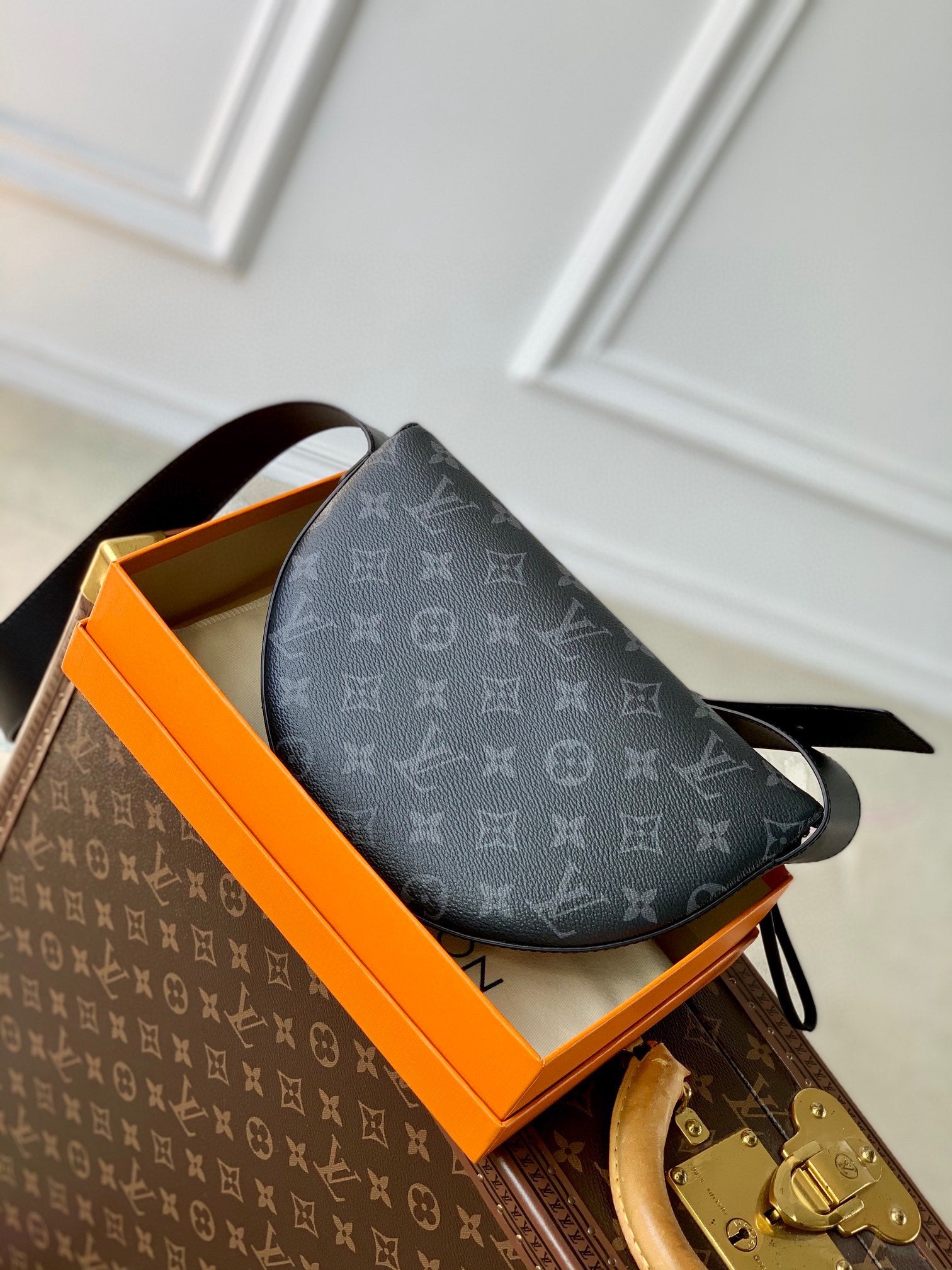 Louis Vuitton Black Monogram Pattern Designer Belt Bag Adjustable Waist Pack