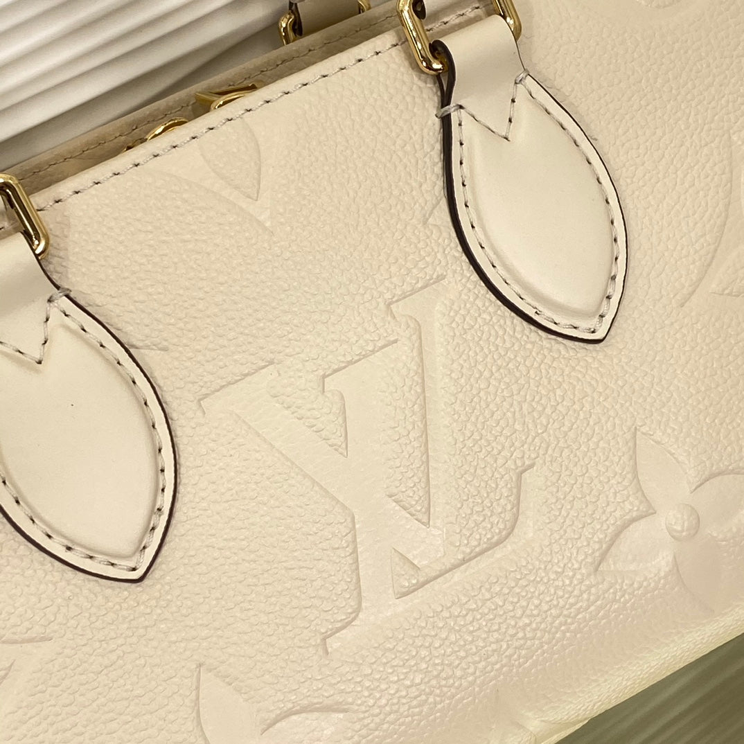 Louis Vuitton Beige Embossed Monogram Leather Top Handle Crossbody Bag