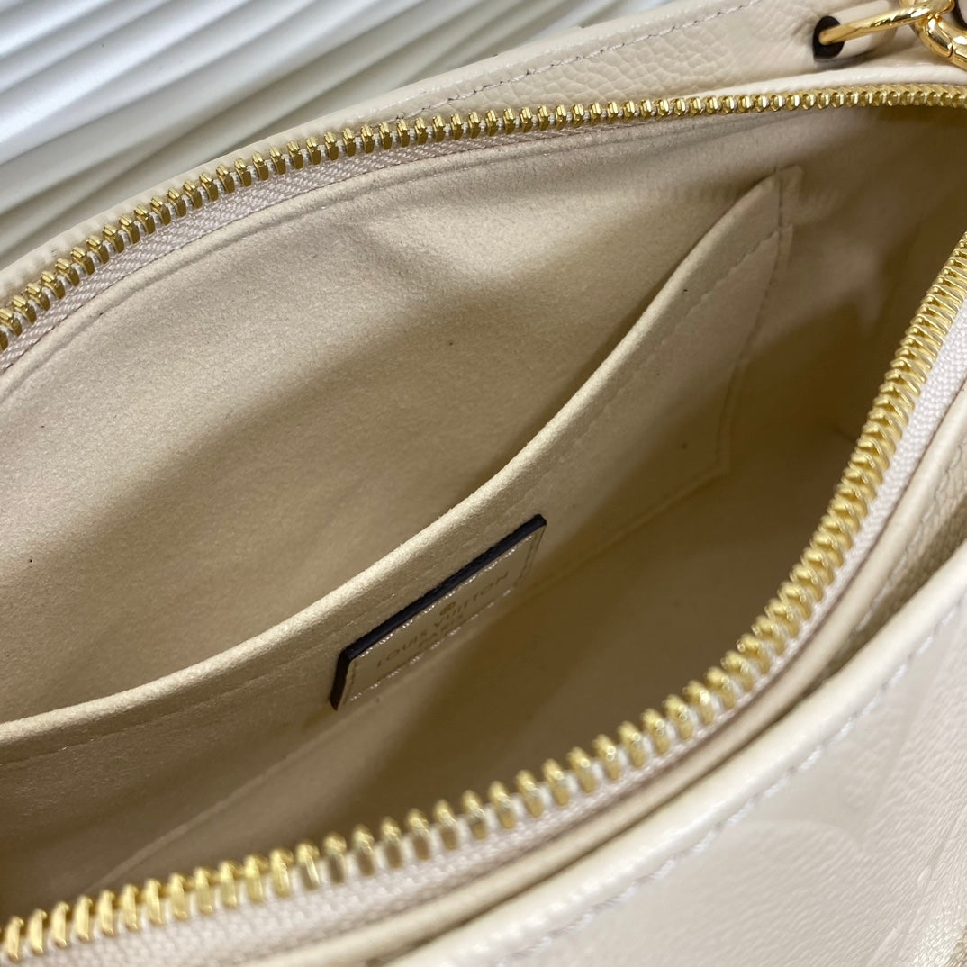 Louis Vuitton Beige Embossed Monogram Leather Top Handle Crossbody Bag