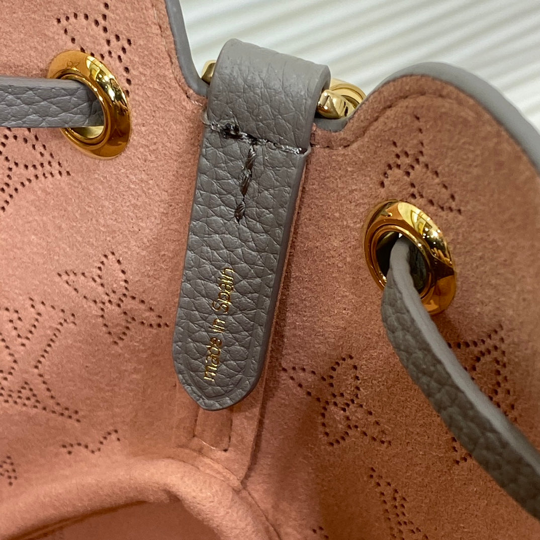 Louis Vuitton Taupe Monogram Leather Bucket Bag with Gold Chain Strap