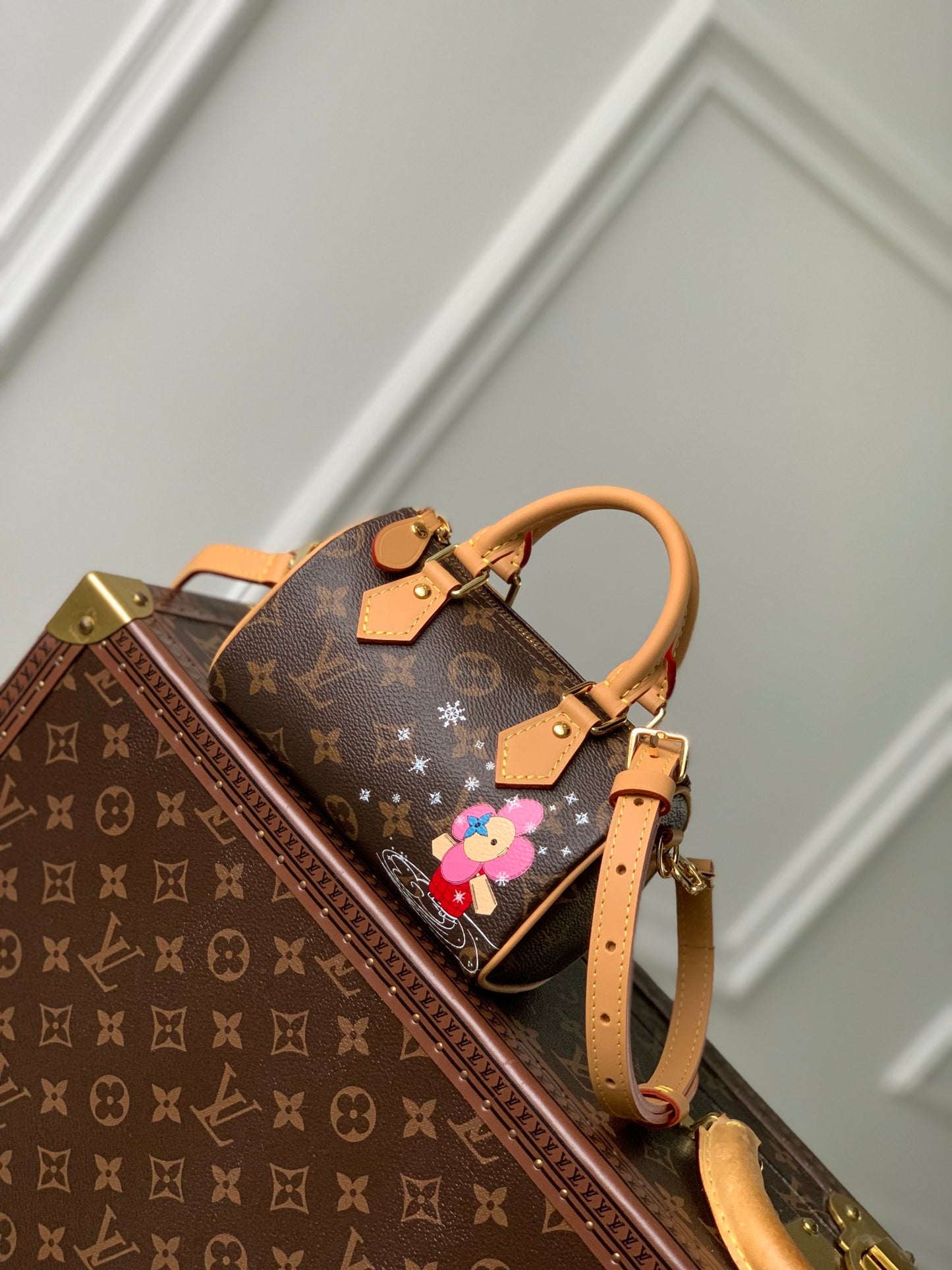 Louis Vuitton Brown Monogram Canvas Mini Duffle Bag with Cartoon Character Print