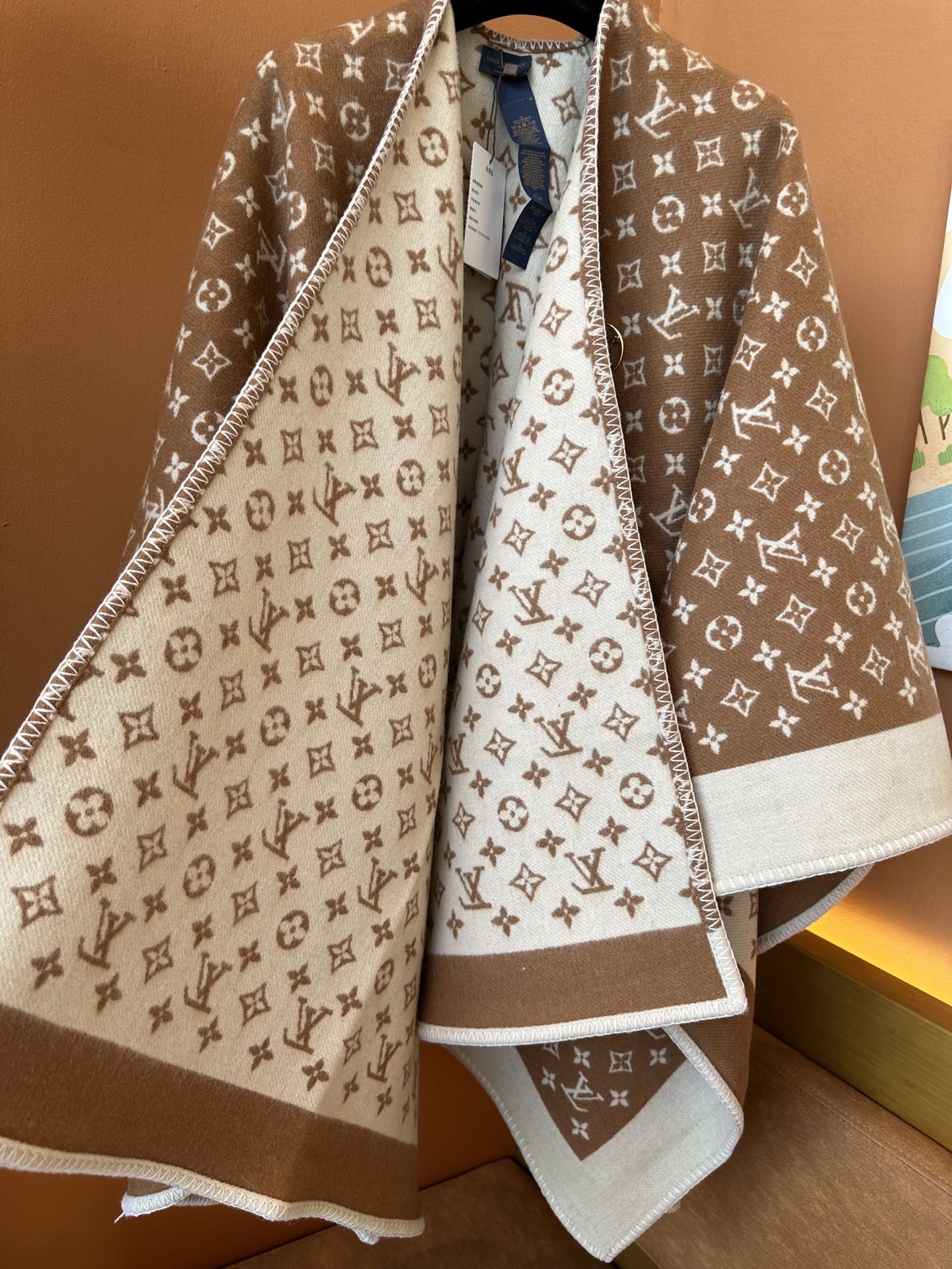 Louis Vuitton Monogram Brown and Beige Wool &amp; Cashmere Throw Blanket