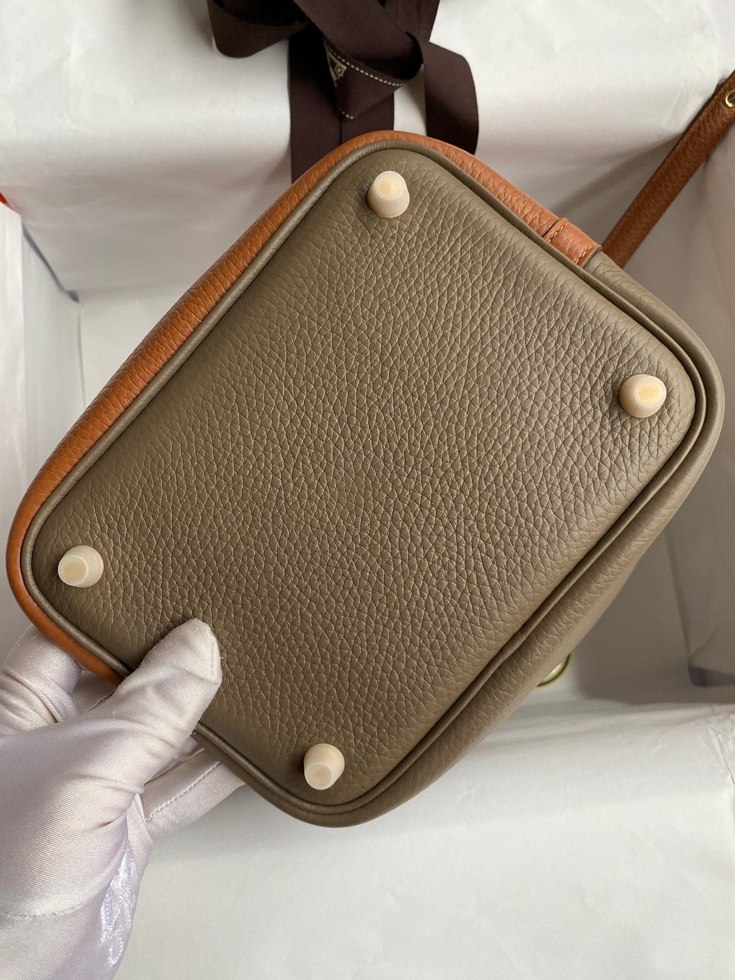 Hermes Picotin Lock 18 Bicolor Leather Handbag - Etoupe &amp; Gold