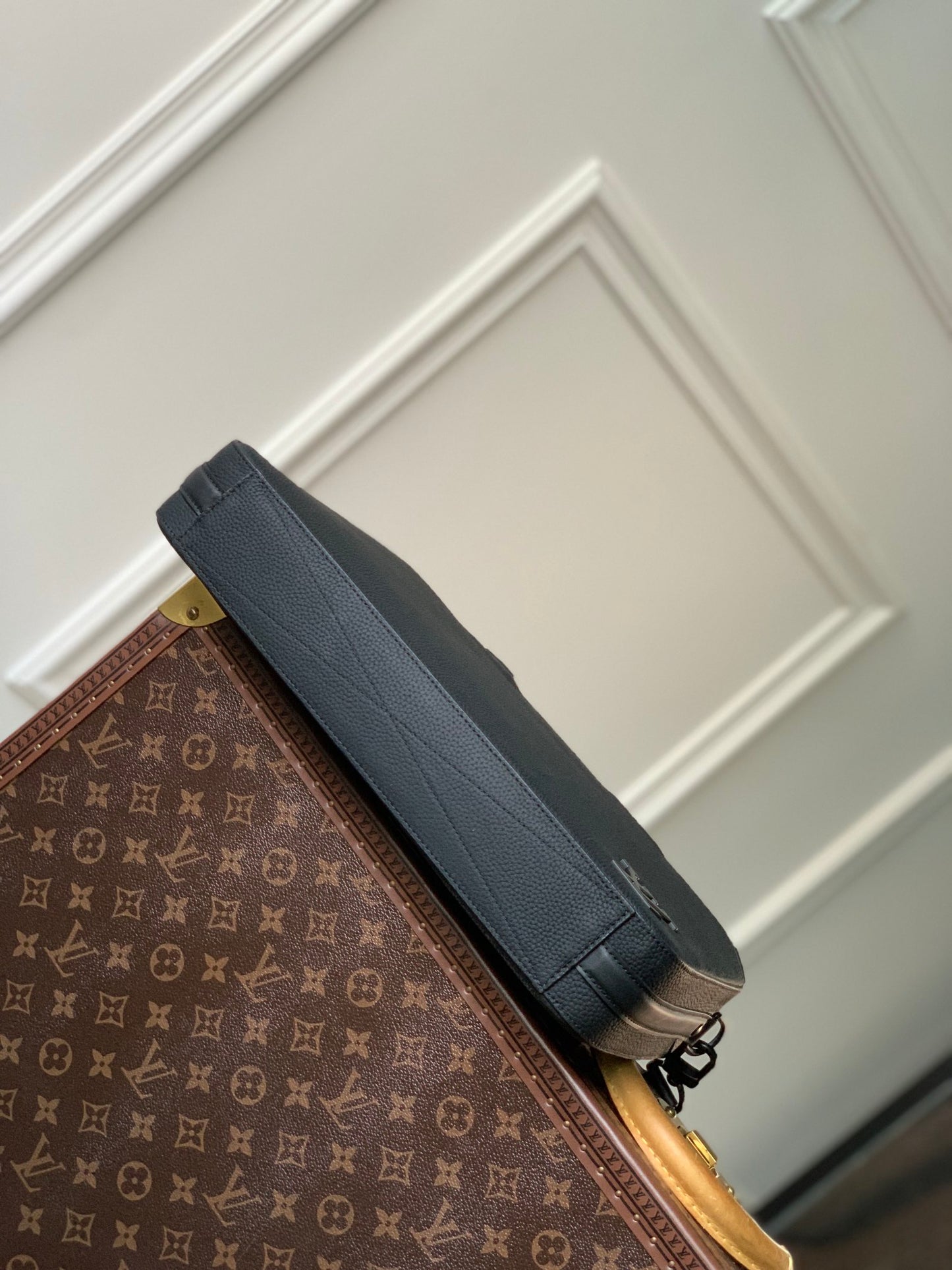 Louis Vuitton Classic Black Laptop Briefcase with Detachable Shoulder Strap