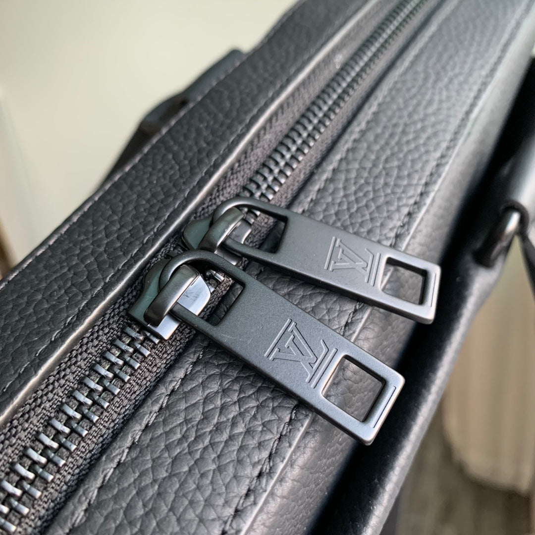 Louis Vuitton Classic Black Laptop Briefcase with Detachable Shoulder Strap
