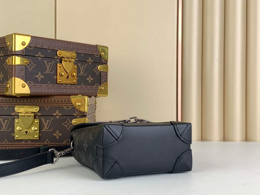 Louis Vuitton Black Monogram Canvas Mini Messenger Bag with Chain and Top Handle