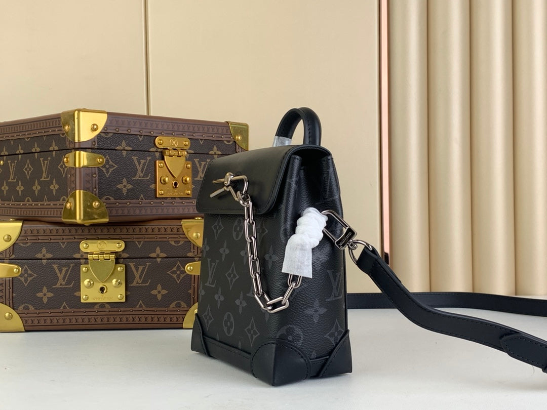 Louis Vuitton Black Monogram Canvas Mini Messenger Bag with Chain and Top Handle