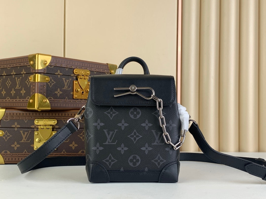 Louis Vuitton Black Monogram Canvas Mini Messenger Bag with Chain and Top Handle