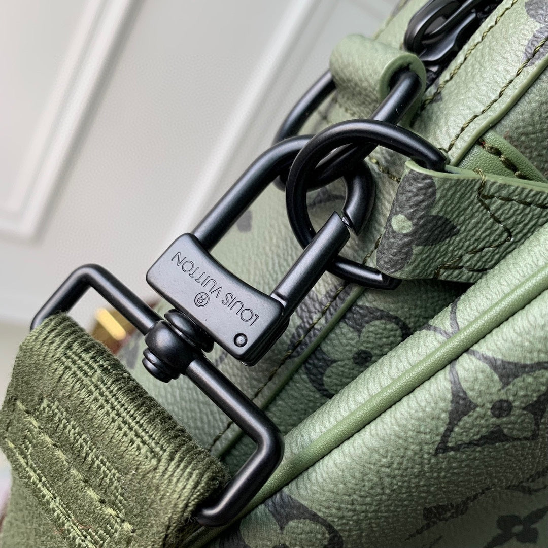 Louis Vuitton Olive Green Monogram Crossbody Bag with Detachable Red Pouch