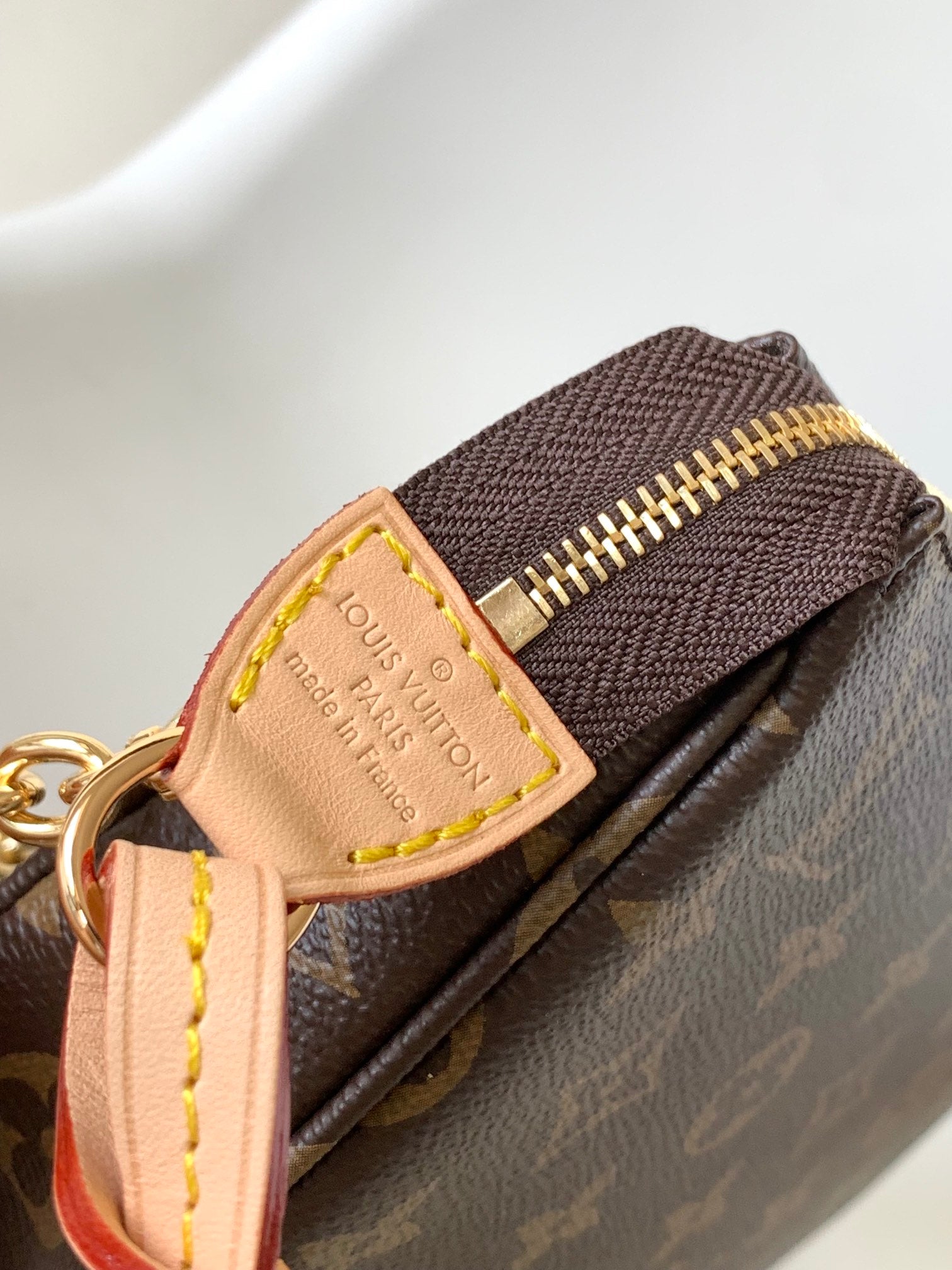 Louis Vuitton Brown Monogram Canvas Pochette Shoulder Bag with Gold Chain