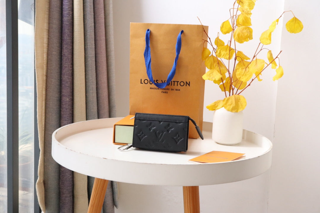 Louis Vuitton Classic Black Quilted Leather Wallet on Chain Crossbody Bag