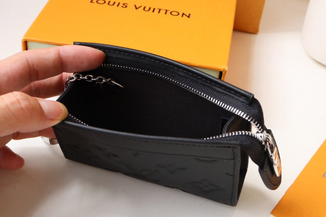 Louis Vuitton Classic Black Quilted Leather Wallet on Chain Crossbody Bag