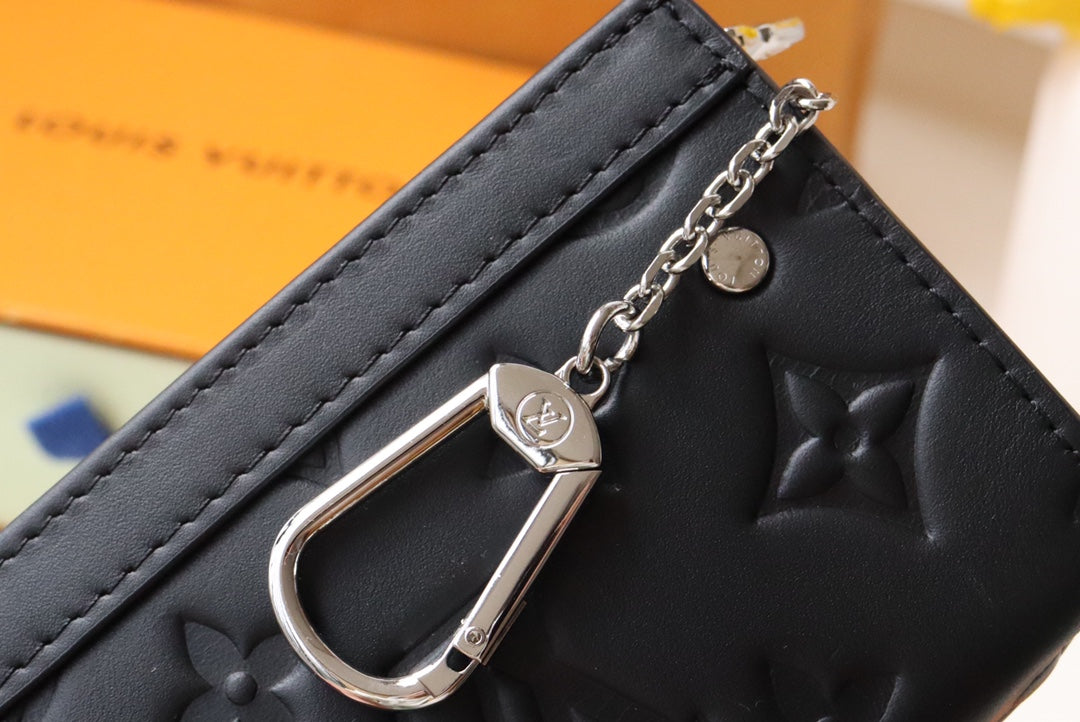 Louis Vuitton Classic Black Quilted Leather Wallet on Chain Crossbody Bag