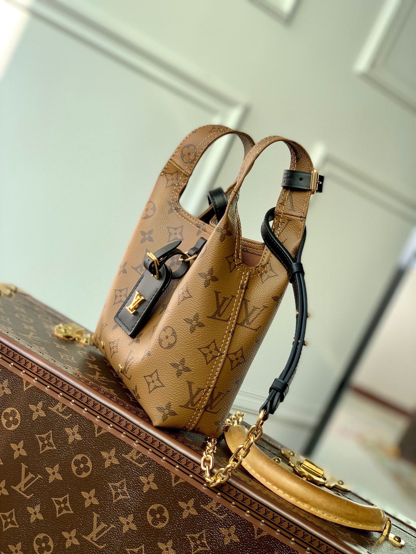 Louis Vuitton Brown Monogram Asymmetric Triangle Top Handle Leather Bag