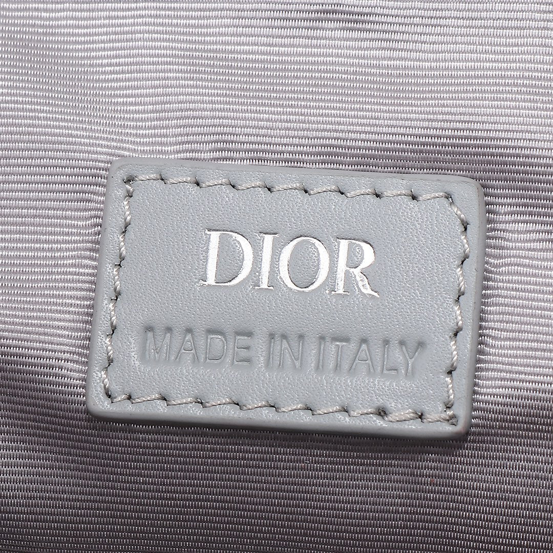 Dior Grey Geometric Print Crossbody Messenger Bag with Utility Buckle