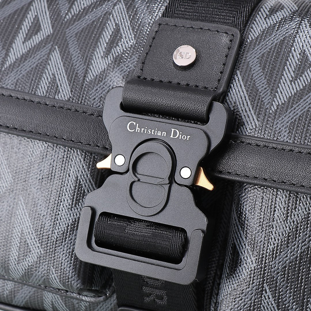 Dior Modern Black Geometric Pattern Crossbody Shoulder Bag with Buckle