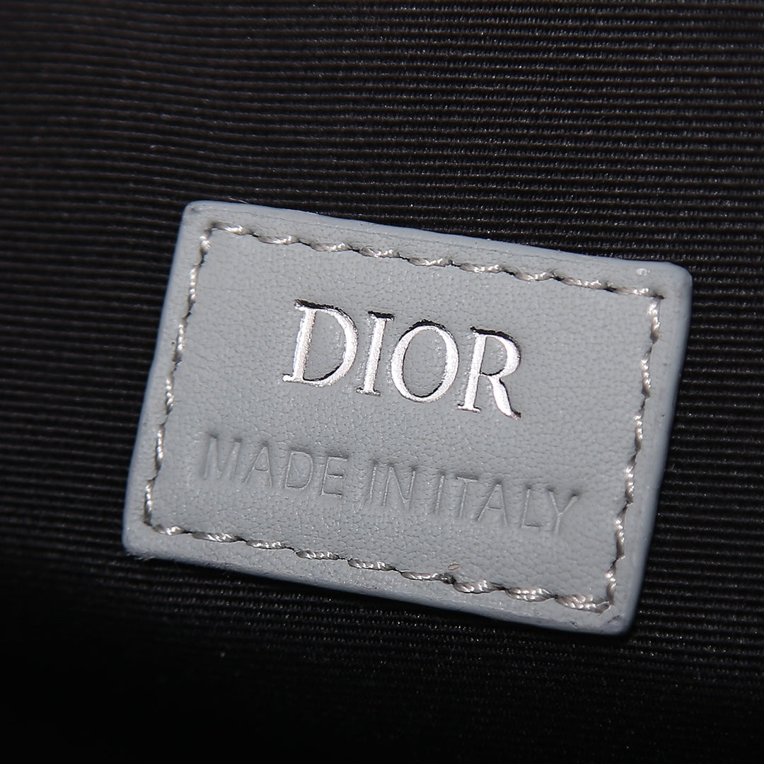 Dior Modern Grey Geometric Print Canvas Shoulder Bag with Metal Buckle