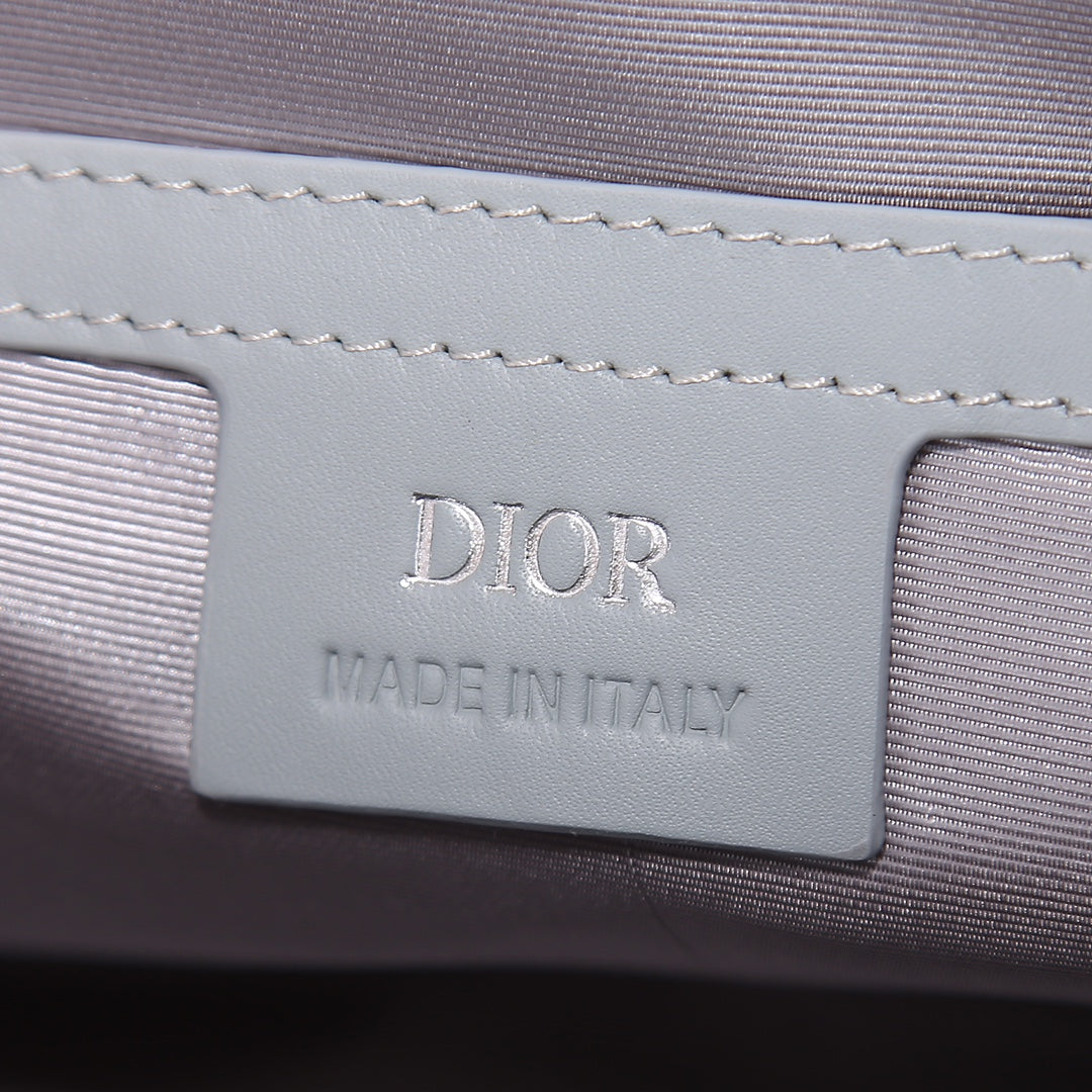 Dior Light Blue Geometric Canvas Crossbody Bag with Metal Buckle