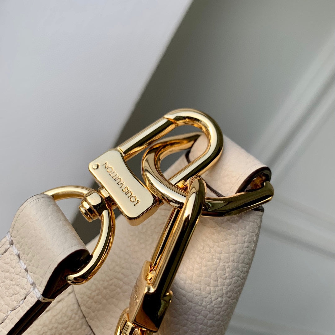 Louis Vuitton Cream Embossed Monogram Crescent Shoulder Bag with Gold Chain Detail