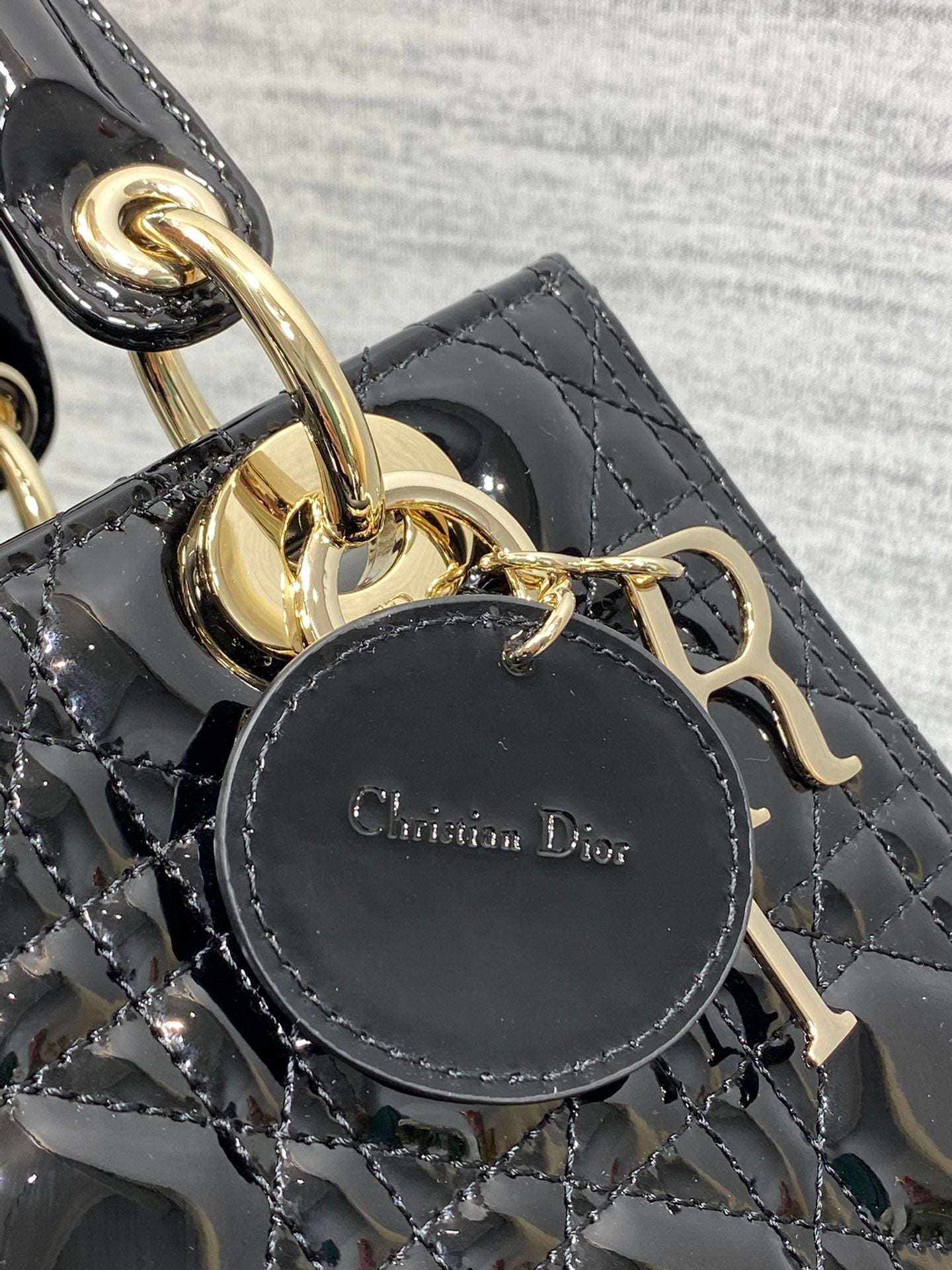 Dior Classic Black Patent Leather Quilted Mini Crossbody Handbag
