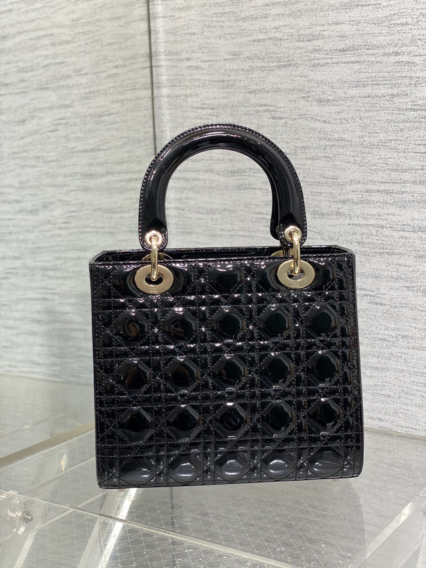 Dior Classic Black Patent Leather Quilted Mini Crossbody Handbag
