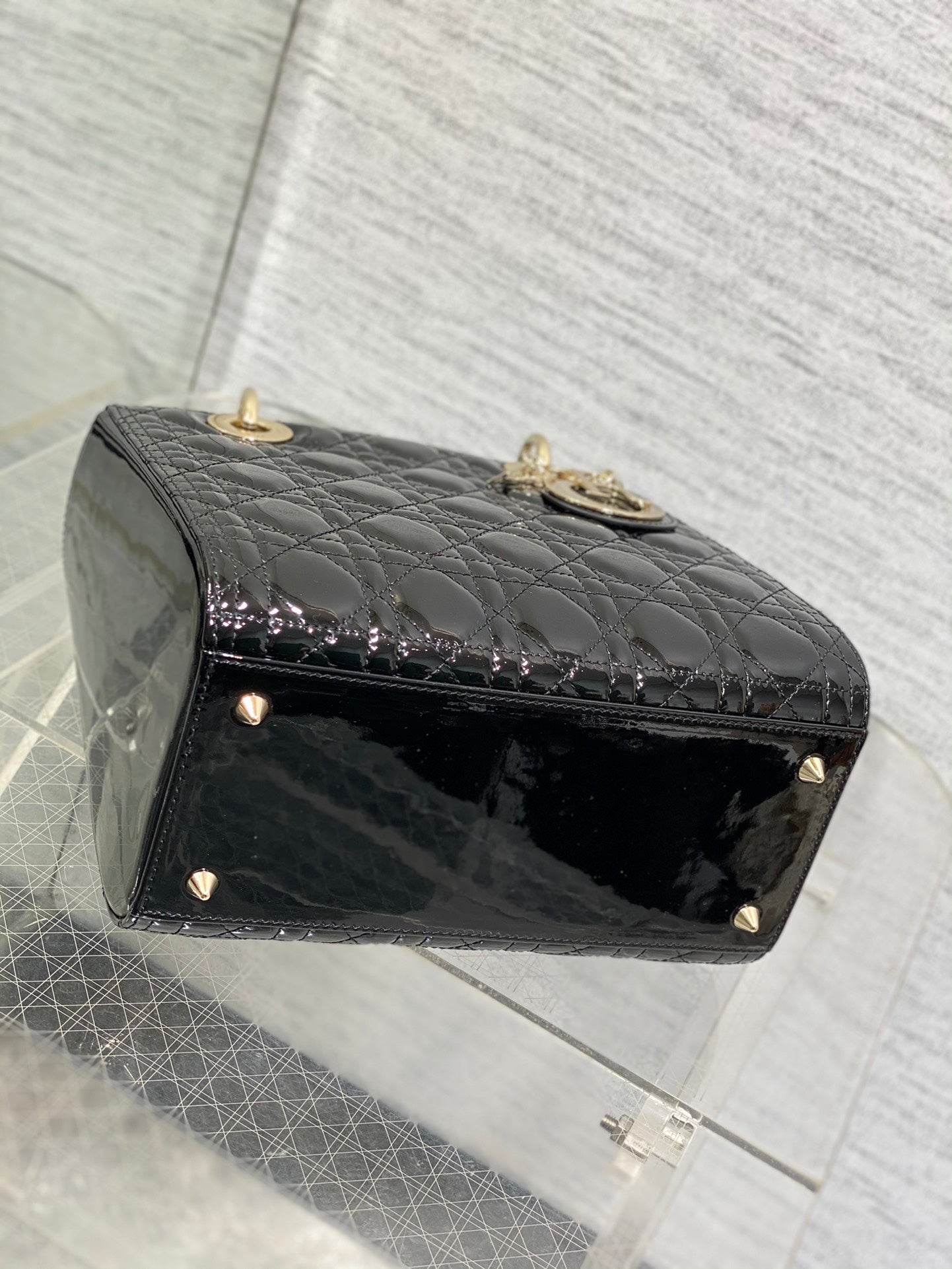 Dior Classic Black Patent Leather Quilted Mini Crossbody Handbag