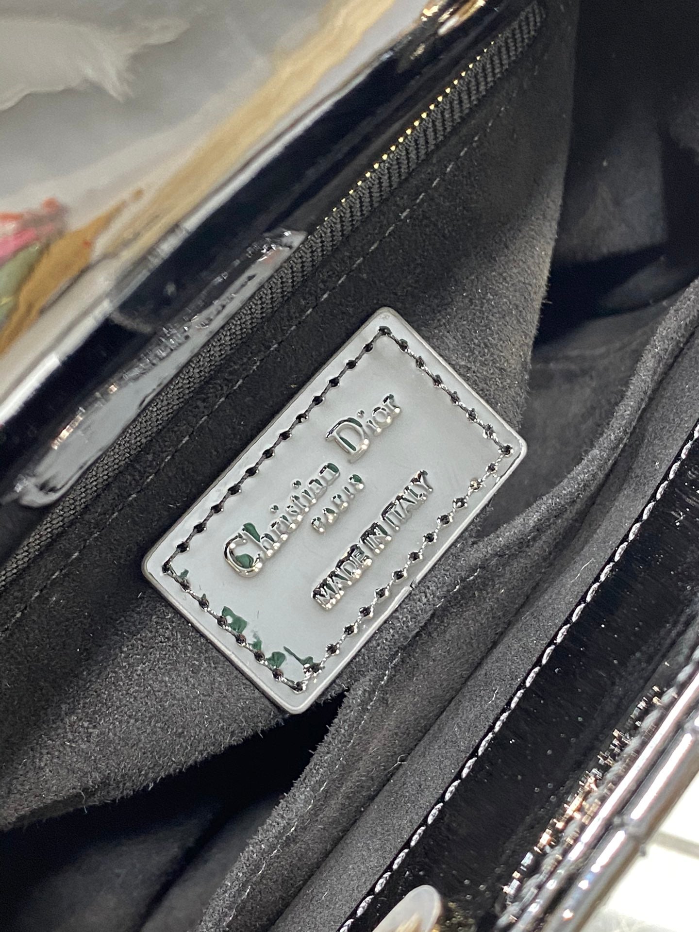 Dior Classic Black Quilted Patent Leather Mini Top Handle Bag